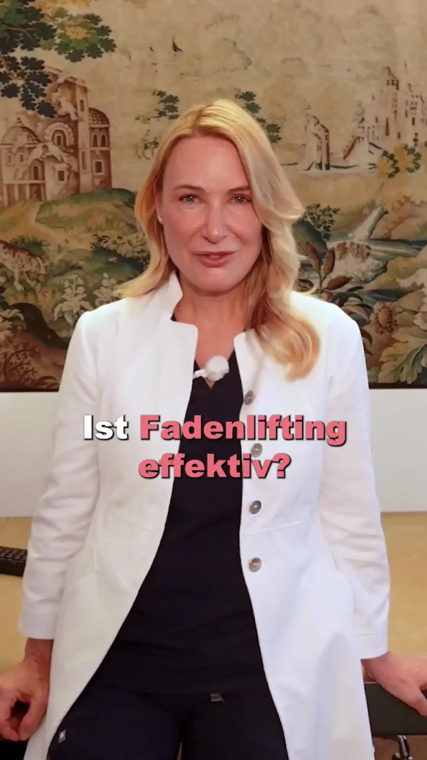 Aufnahme von Dr. Berkei mit dem Text "Ist Fadenlifting effektiv?".