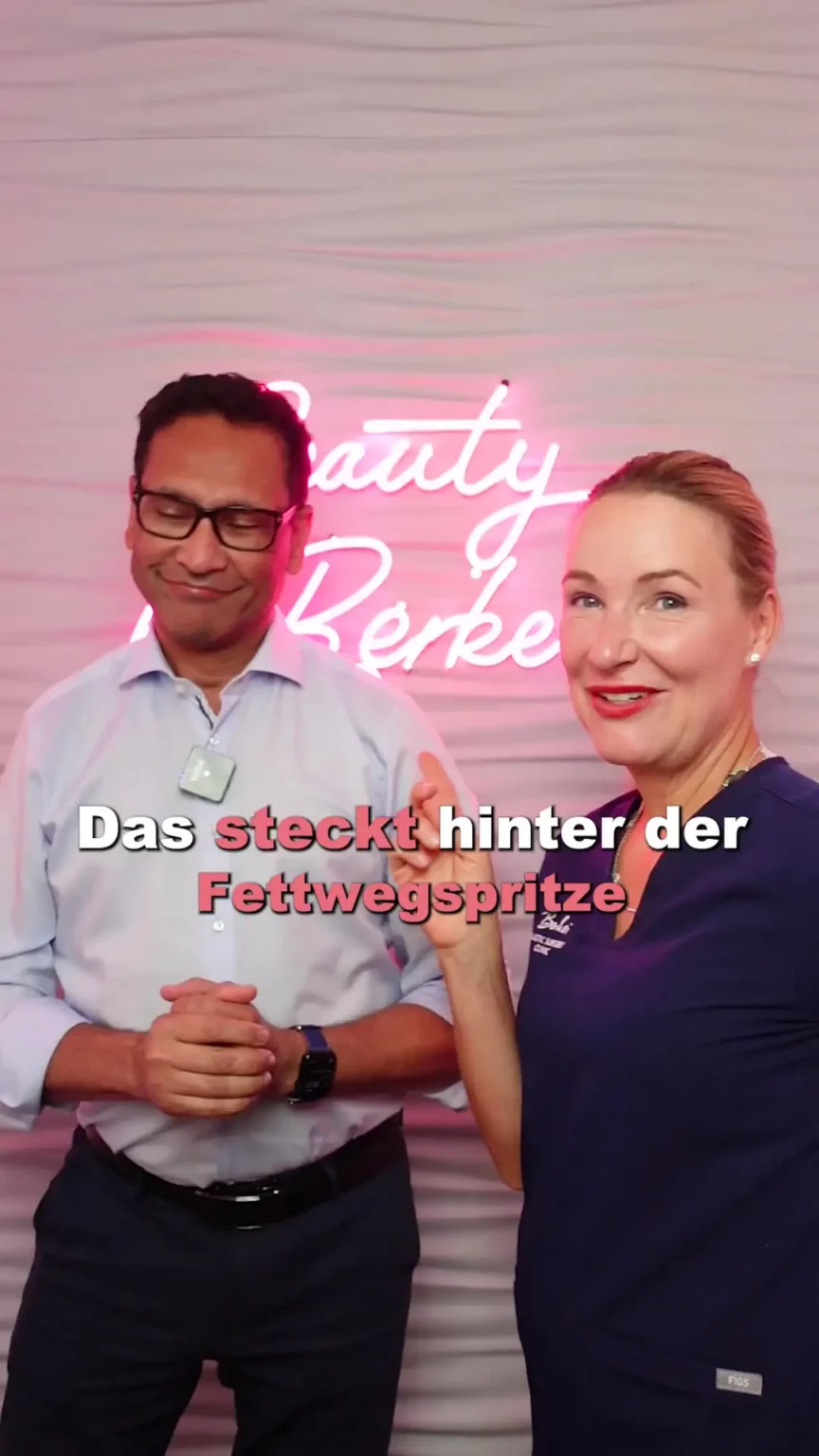 Herr Elzebair und Dr. Berkei mit dem Text "Das steckt hinter der Fettwegspritze".